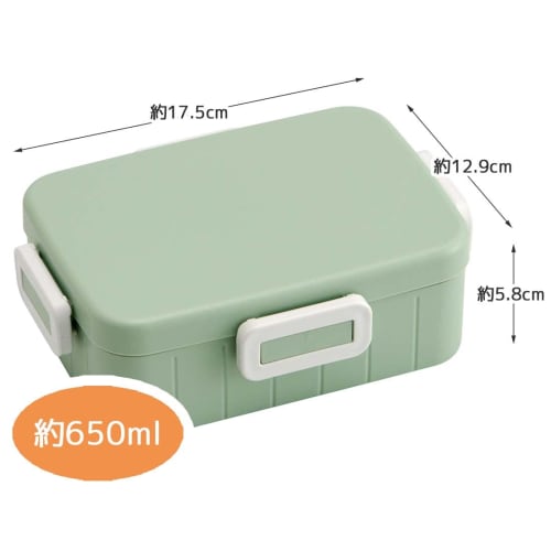 Skater Bento Box, Dull Green, 650ml, 4-Point Lock, For Women, Made in Japan YZFL7AG-A