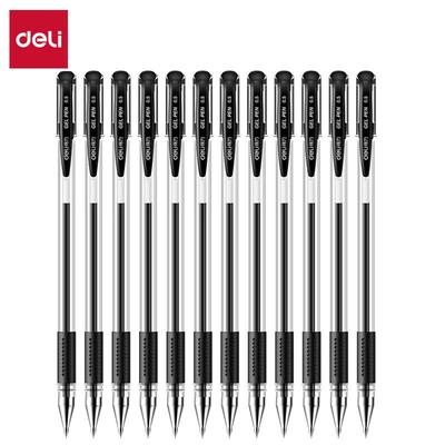 Deli 0.5mm Black Bullet Tip Gel Pen (12-Pack)