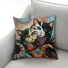 Federa per cuscino con stampa di gatti vintage, per soggiorno, divano, camera da letto, decorazione