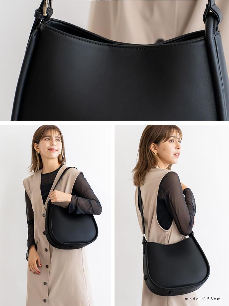 VITAFELICE Dames Schoudertas met Handvat en Verstelbare Band, 2 Manieren te Dragen (inb-10084p) (Zwart)