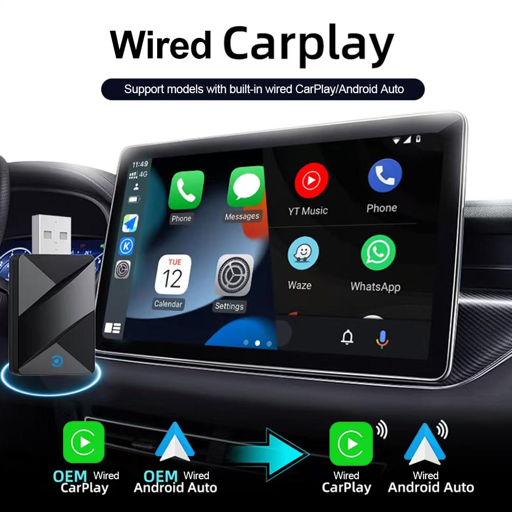 2 In 1 Wireless CarPlay Adapter Auto Smart Mini Box Plug and Play  for VW Toyota Honda Nissan for OEM Wired CarPlay Car Radio