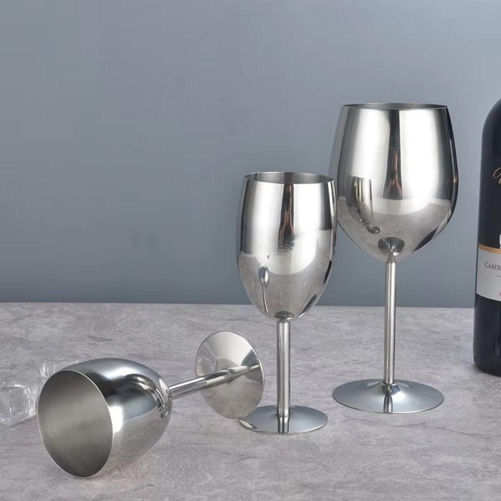 Unbreakable Stainless Steel Goblet Creative Metal Wine Glass Tall Glass  Cold&hot Drinks