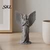 Miniature Angel Ornament for Display 3D Printed Crown Figurine, Vintage Guardian Angle Statue, Winged Women Decor Artistic Sculpture Home Tabletop