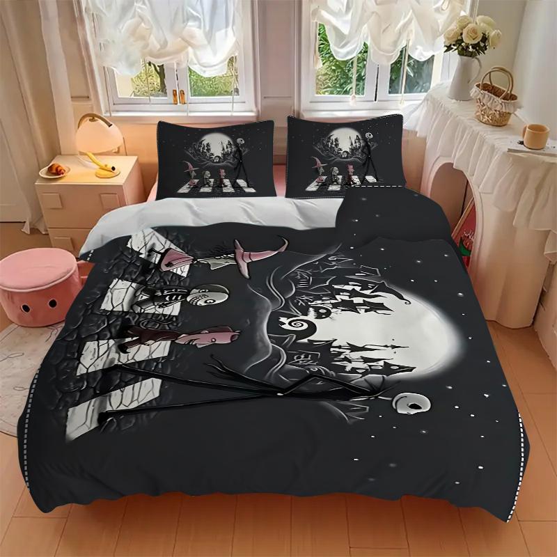 Nightmare Before Christmas Printed 3pcs Bedding Set Soft Microfiber 1 Duvet Cover And 2 Pillowcases Home Bedroom Decor Xmas Gift K1911