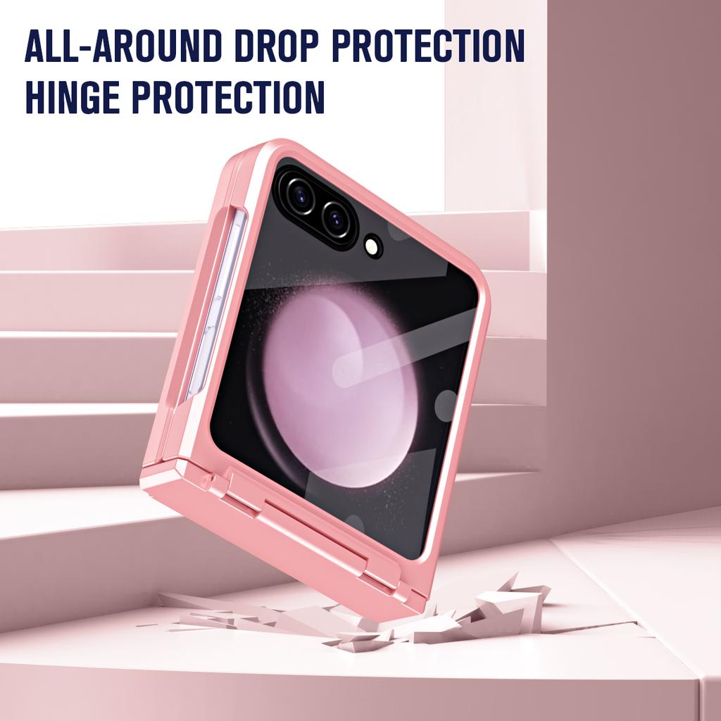 For Samsung Galaxy Z Flip6 5G/Z Flip5 5G Case Hard PC Non-Slip Phone Cover with Tempered Glass Film