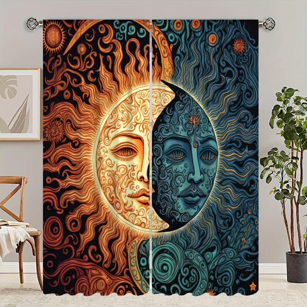 2pcs HD Digital Printed Curtains Home Decorating Style Decorating Living Room Bedroom Rodding Curtains Indian Yin Yang Avatar