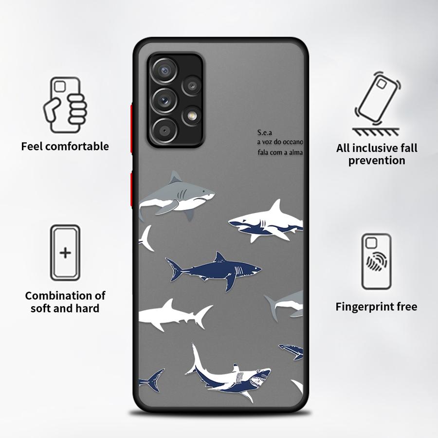 Cartoon Shark Phone Cover Case for Samsung Galaxy A56 A55 A16 A15 A54 A53 A52S A72 A17 A52 A14 A23 A34 A36 A35 A73 A33
