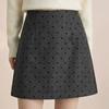 Woolen Polka Dot High-Waisted A-Line Skirt - Petite Hip-Hugging Style for Women, Autumn/Winter 2025