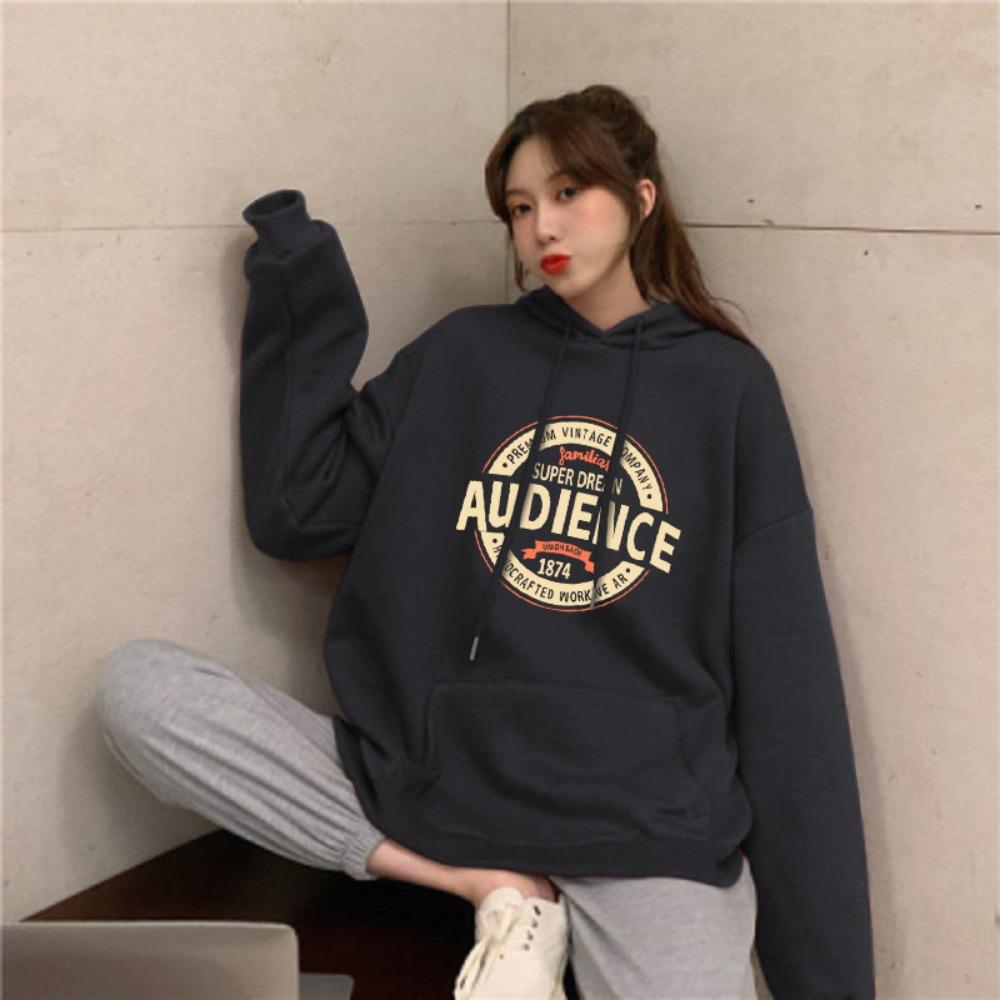 Fleece Loose Hooded Sweater Women's Autumn and Winter Coat Vintage Long-sleeved Bottoming Shirt Top