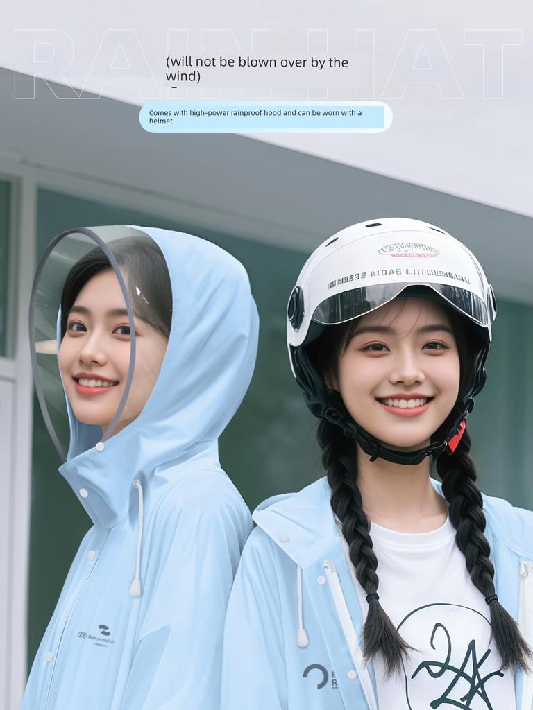Long Raincoat for Electric Scooters, Full-Body Storm-Proof, Women's Style, Adult Outerwear, Single-Person, New Model, Electric Scooter