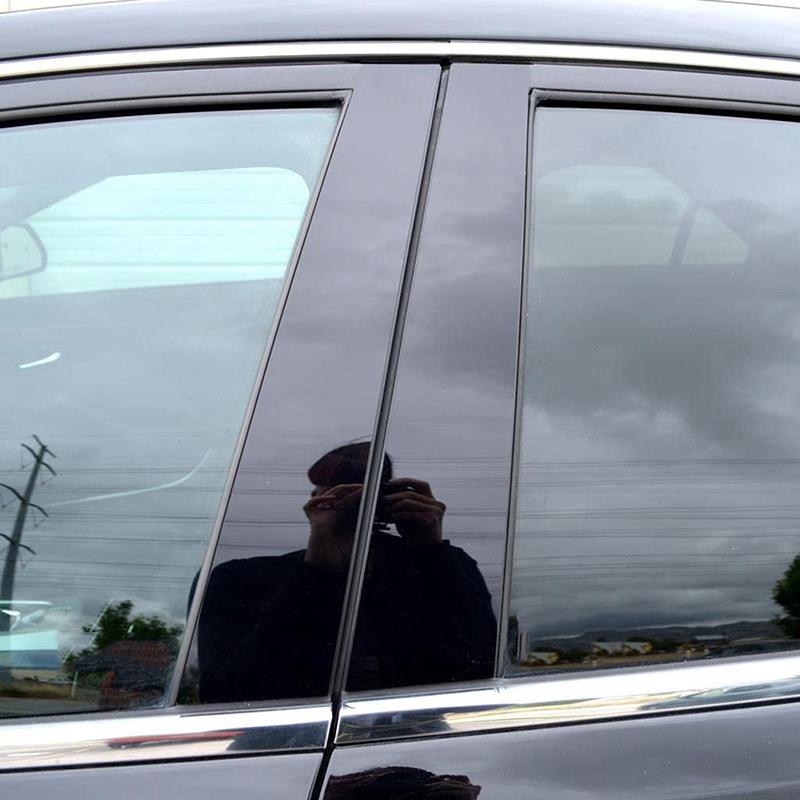 6Pcs Car Window Pillar Posts Door Trims Cover For Hyundai Kona/Kauai/Encino 2018-2023/i20 2021 2022 2023 Glossy Black Stickers