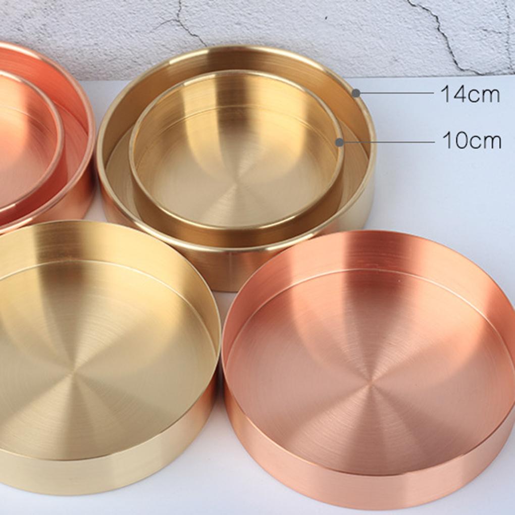 Vintage Round Tray Copper Storage Box Holder Container Dish Disc Home Decor Decoration by Jooan