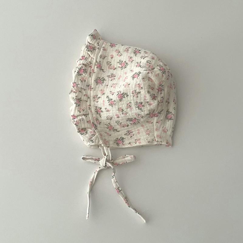 Sweet Baby Girls Court Hat Cute Dot Flower Newborn Baby Palace Hats Soft Cotton Infant Outdoor Sunshade Hats