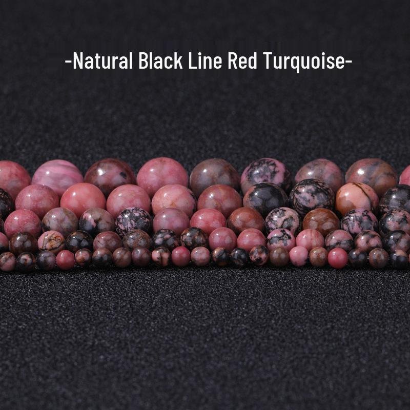 Black Line Rhodochrosite Picasso Red Turquoise Beads for DIY Bracelets, Bangles, Necklaces - Round Loose Accessories