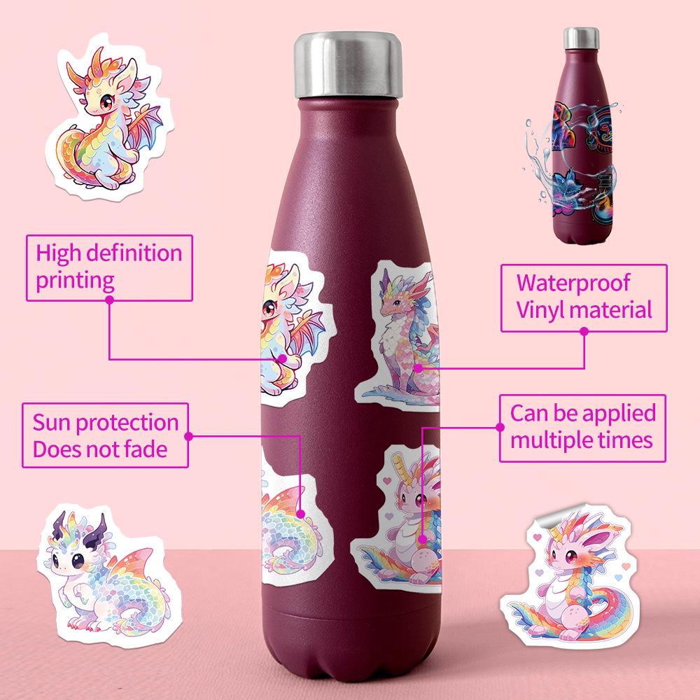 50 Dreamy Rainbow Dragon Graffiti Waterproof Stickers: Cute Animals for Water Bottles & Computers