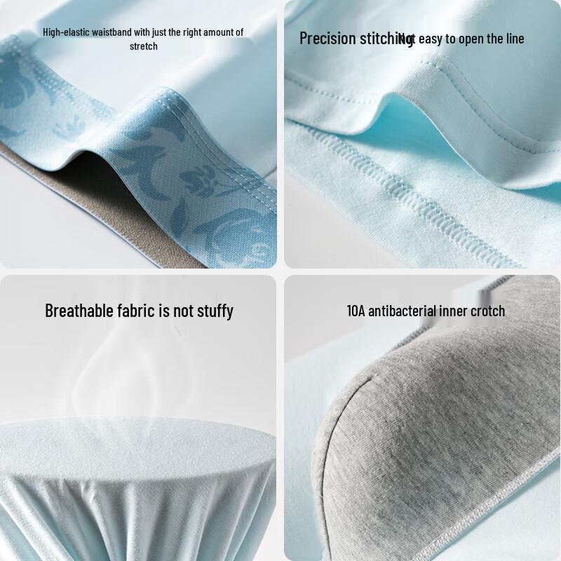 MINISO Men's 100% Cotton Antibacterial Boxer Briefs 4-Pack