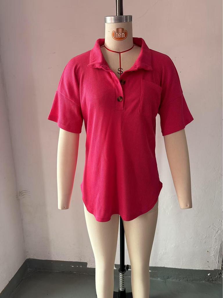 2025 Spring/Summer Women's Waffle Knit Shirt Top - European & American Bestseller