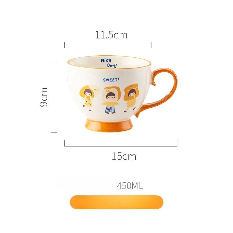 

High Aesthetic Value Ceramic Water Cup, Large Capacity Breakfast Milk Cup, Household Oatmeal Cup 450ML
