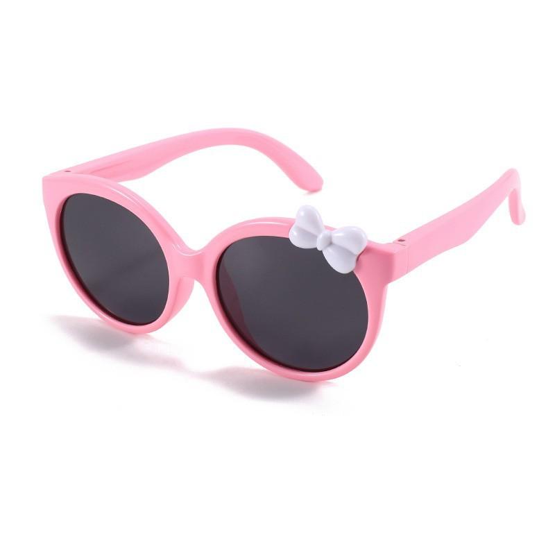 

Dopamine Cute Bow Kids Round Sunglasses Uv400 Protection Sun Protection Party Photo Taking Styling Sun Glasses S5017 розовый