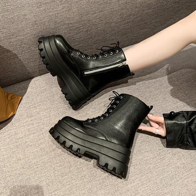 Comic Show Cos Heightening Shoes Cm Thick-soled Martin Boots Small Heightening Medium Tube Locomotive Boots Muffin Women's Shoes Short Boots
