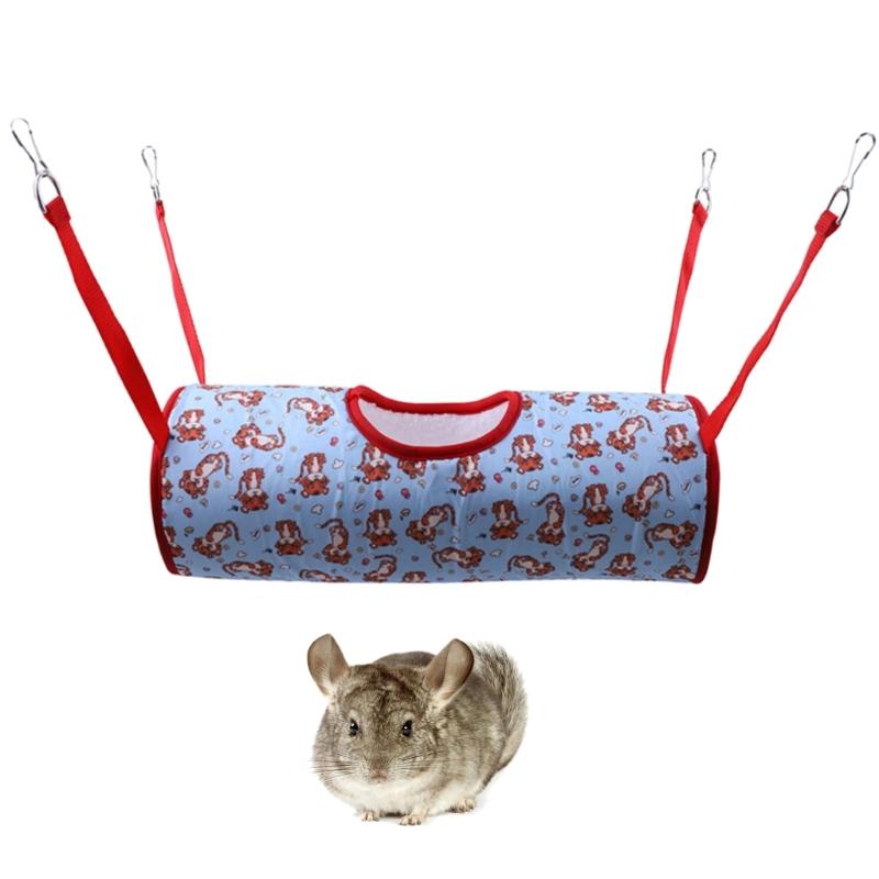 Small Animal Tunnel Hammock House Playtube Tunnel Toy Hamster Cage Hanging Tunnel Hideout Bedding Habitat for Chipmunk