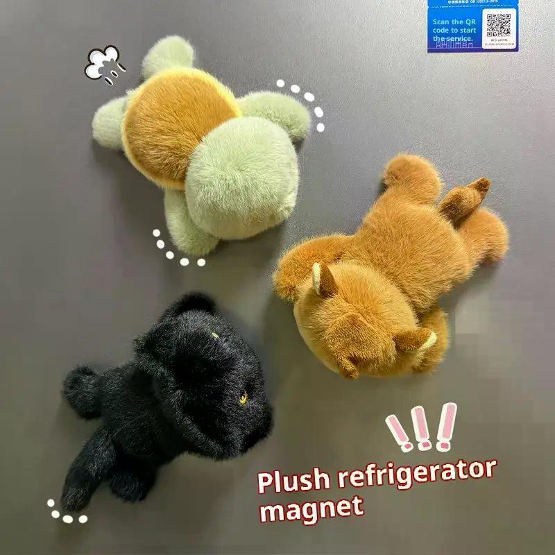1Pc Cartoon Plush Toy Fridge Magnets, Fun Party Style Small Animal Plush Toys Creative Fridge Decorations