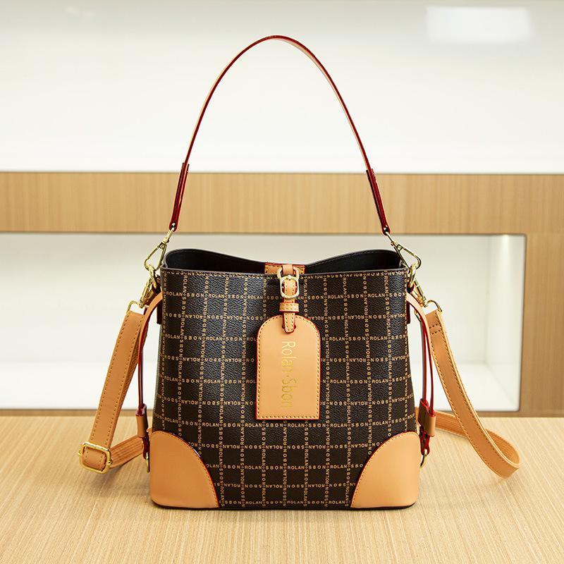 

Новый модный стиль сумка-ведро ретро с принтом на плечо корейская версия универсальная сумка кроссбоди женская