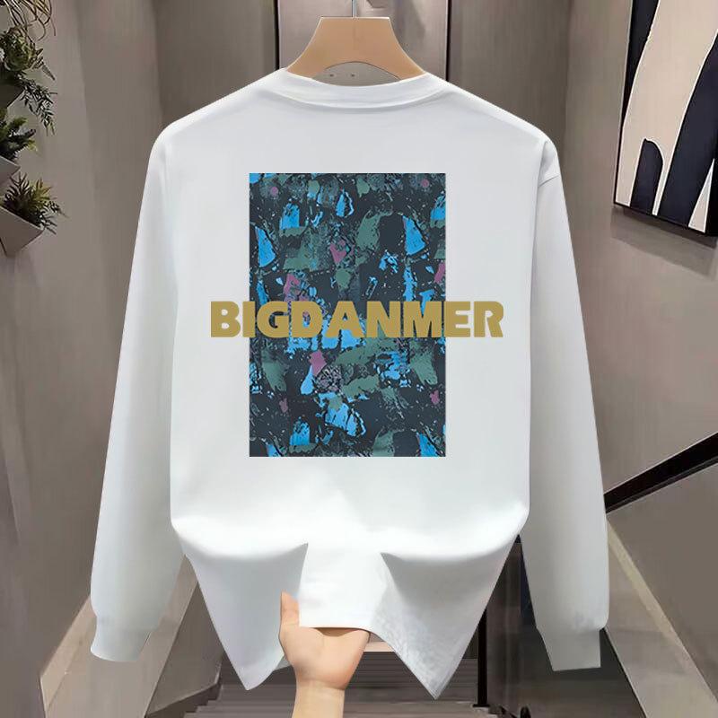 Trendige Marke Amerikanisches Langarm-T-Shirt Reine Baumwolle Herren Unterhemd Trendiger Herbst- und Winterpullover Herren- und Damen-Rundhals-Oberteil
