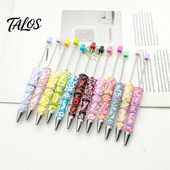 Smooth Ink Ballpoint Pen DIY Beadable Pen, Plastic Beaded Black Writing for Students Teens Teachers School Office Supplies Unique Hand-painted