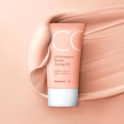 Beaudiani CC Cream 50ml Tone-up Primer Makeup Base Skin Tone Correction Brightening Leak-free UV Protection Sun Cream SPF50+, Natural Beige, 1 Pcs.