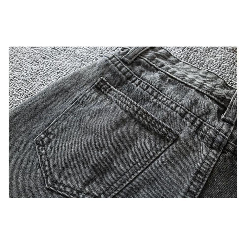 Grey Denim Shorts Women's Summer New Style Tassel High Waist Rough Edge Loose Hole Pants