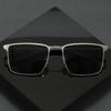 Polarized Sunglasses Metal Square-Frame UV400 Shades Eyewear for Men and Women Retro Brand Designer Trendy Driving Sun Glasses