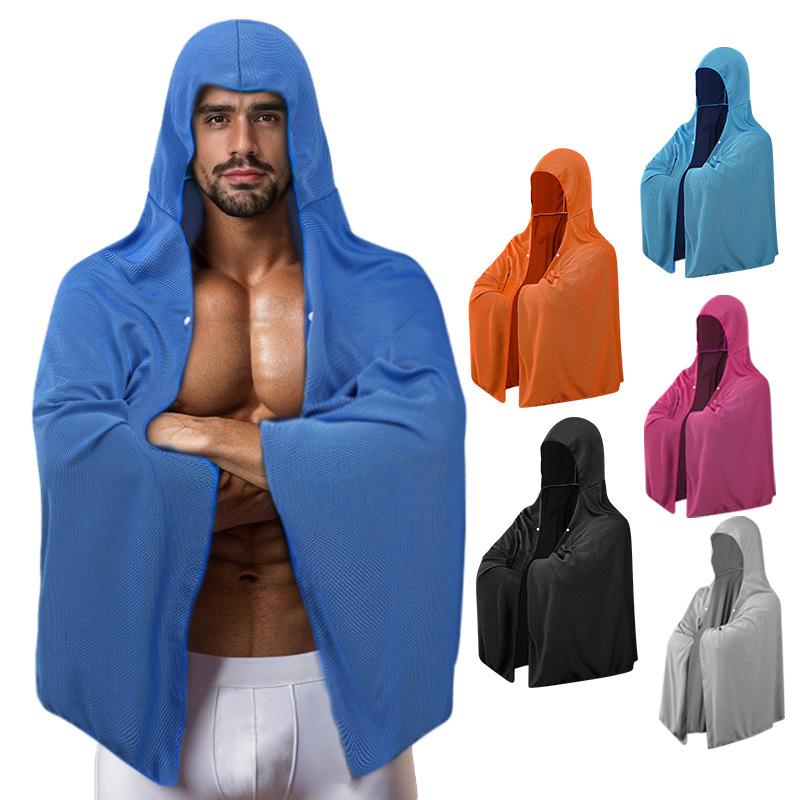 Ice Cool Beach Poncho Cover Up, Quick Dry Super Absorbent Oversized Hooded Towel Wrap For Swimming Beach Pool Travel