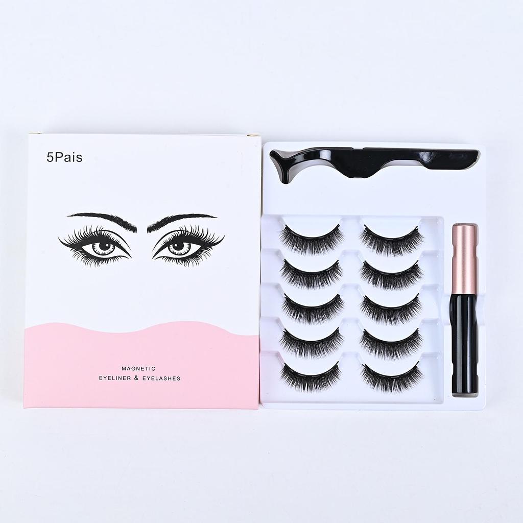 Magnetic Eyelash Set: 3 Pairs with Applicator & Eyeliner, Plus 5 Pairs of Comfortable Multi-Layer False Eyelashes