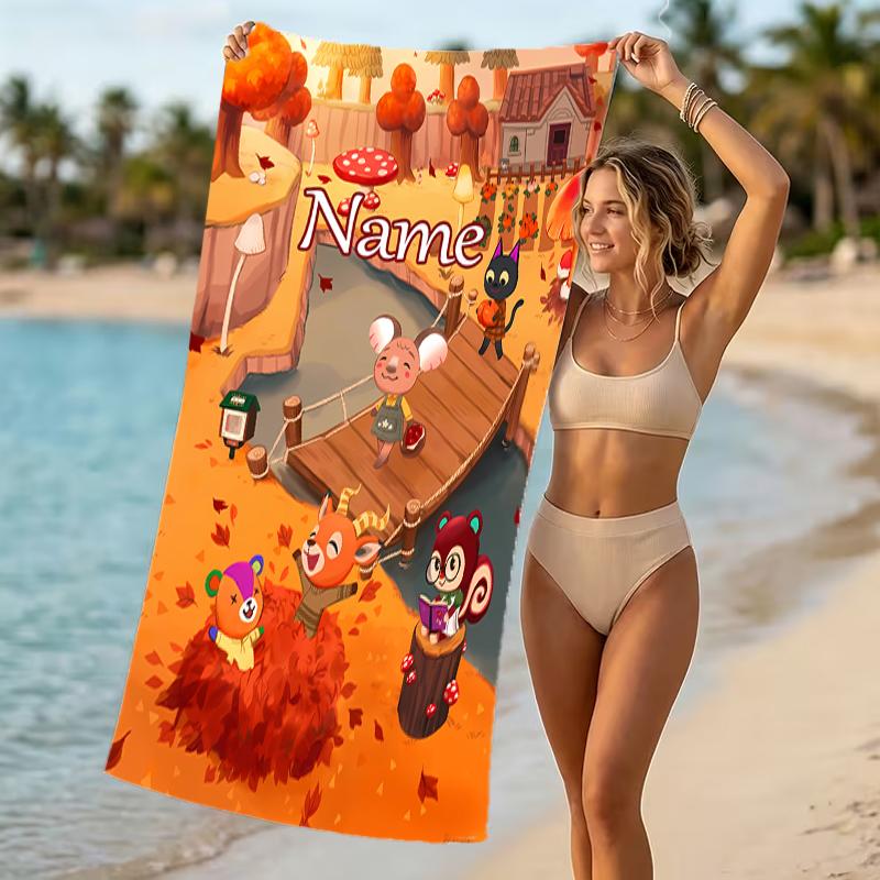 Customizable personalized beach towels Animal Crossing themed designs.Suitable for the beach, yoga, sports;ideal as beach accessories