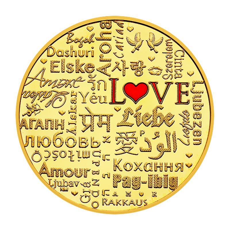 Valentine's Day gift, 520, love rose commemorative coin, coin, 52 languages, Qixi, gift for girlfriend, confession gift, hand gift