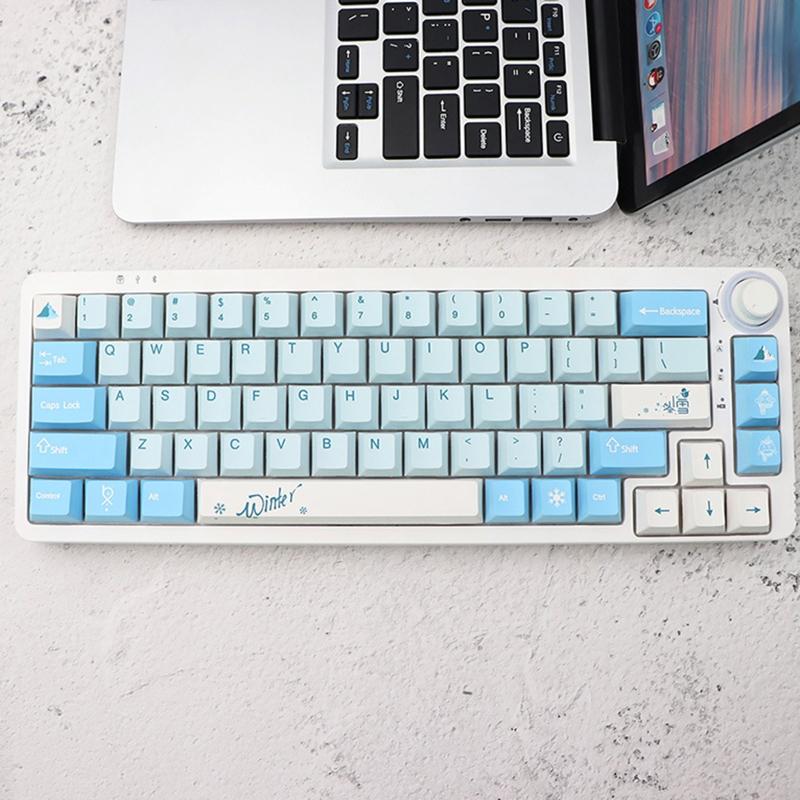 136 Keys  Profile Keycaps PBT 5 Sides DYE SUB Blue Snow Keycap For K61/64/68/84/980 Mechanical Keyboard for Key C