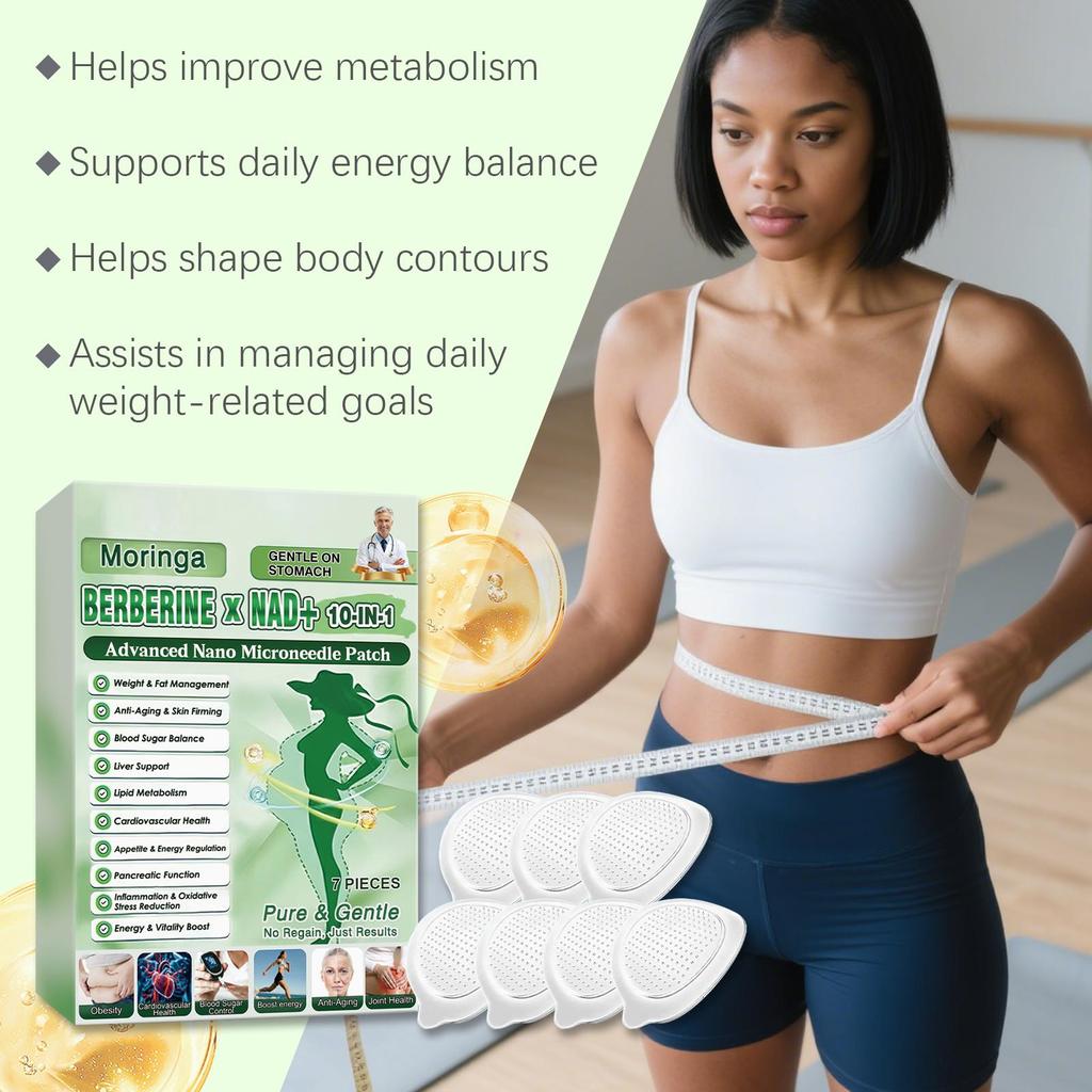 Moringa Berberine × NAD+ 10-in-1 Advanced Nano Microneedle Patch 7pcs - Weight & Fat Management Patches