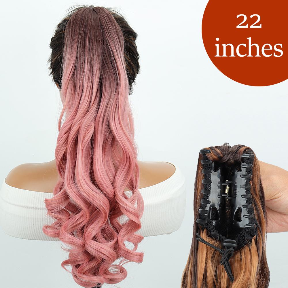 34 cale Syntetyczny Kucyk Przedłużenie Włosów Doczepiane na Klips Fałszywa Peruka Dopinka Blond Owijany Warkocz Długi Gładki Kucyk nad Głową