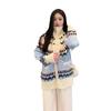 2024 Women's Fair Isle Jacquard Cardigan: Cozy Turn-Down Collar, Loose Fit for Autumn/Winter