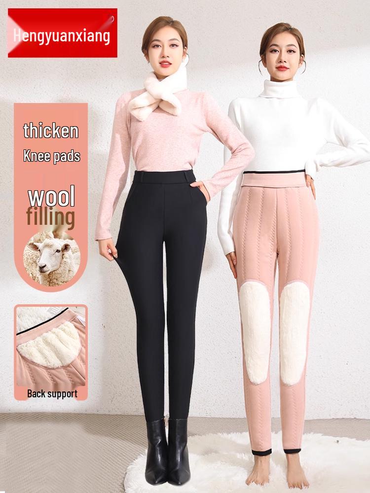 

Hengyuanxiang Women s Extra Thick Fleece-Lined Winter Pants, Camel, High Waist, 2025. 5XL for 78-85 kg