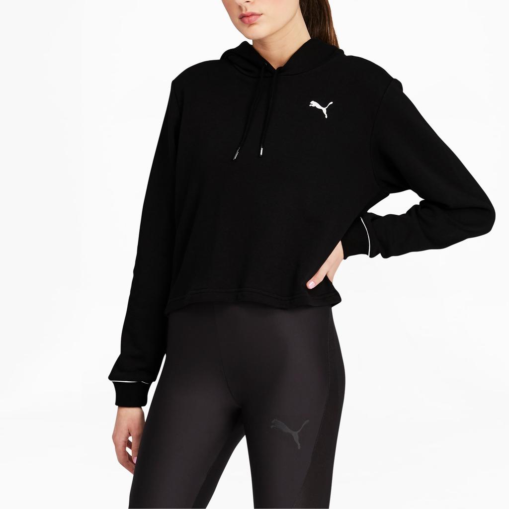 Puma Style Cat Cropped Hoodie Women Tops Black 587162-01
