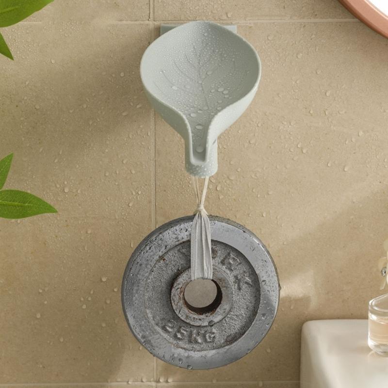 Soap Organizers Leaf Shape Plastic Soap Holder Tray with Adjustable Design and Auto Draining for Sink Countertop