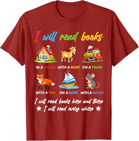 I Will Read Books on A Boat Everywhere Reading Book Boys Girls TShirt Summer Fashion Book Lover Saying Tee Short Sleeve Tops S