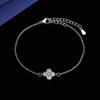 Bracelet Style Mori en Argent S925 & Ensemble Boucles d'Oreilles Zircon Trèfle à Quatre Feuilles pour Femmes