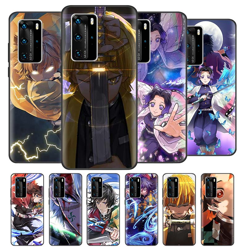 

Аниме Убийца демонов Kimetsu no Yaiba Чехлы для Huawei P20 P40 Lite E P30 Pro P Smart Z Plus 2019 Чехол Черный силиконовый телефон Coque