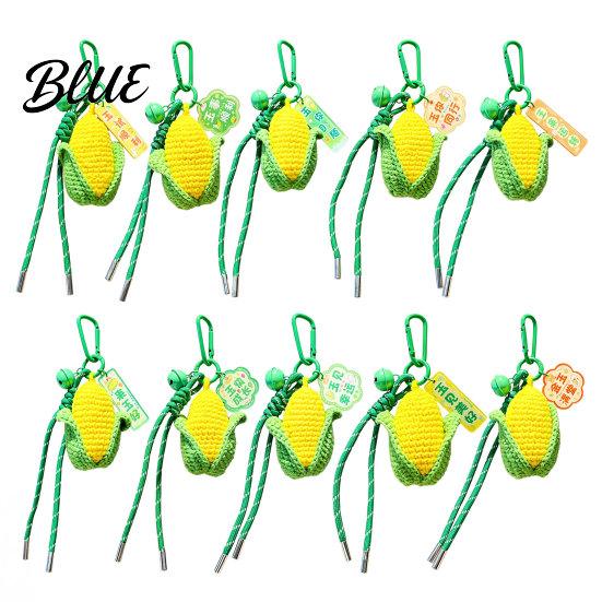 Soft Purse Accessory Crocheted Corn Keychain for Backpacks, Handmade Keyring with Bell Crochet Food & Blessing Tag, Simulated Vegetable Bag