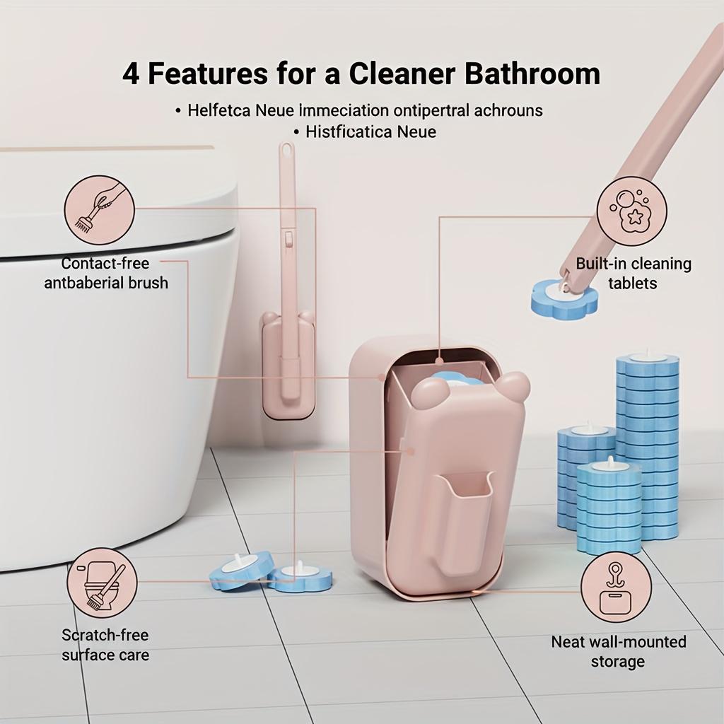Disposable Toilet Brush Set Replaceable Refill Heads Wall Mounted Bowl Cleaner 360°No Dead Angle Cleaning Brush Bathroom Hygiene