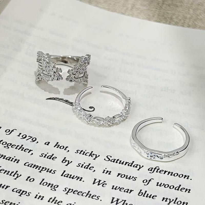 Lace Lace Zircon Dripping Oil Opening Ring Exquisite Princess On The Run Niche Design High-End Girlfriend Ring Girl