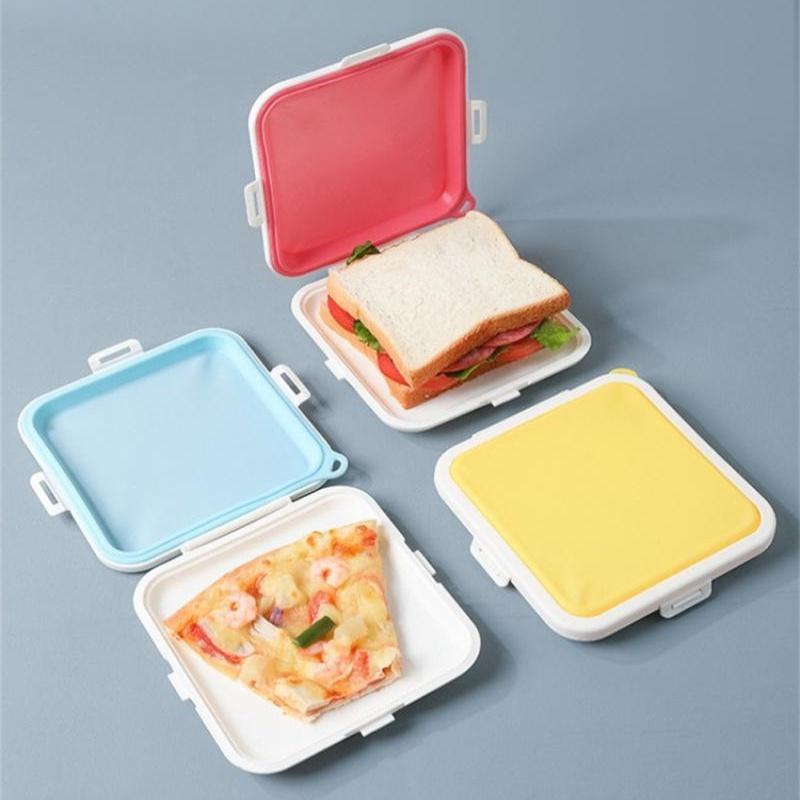 Portable Sandwich Bread Container Toast Bento Box Food Storage Case Reusable Microwavable Lunch Boxes Student Dinnerware